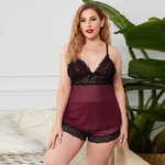 ชุดเซ็ต เสื้อสายเดี่ยว กางเกงขาสั้นไซส์ใหญ่ ชุดนอนคนอ้วน