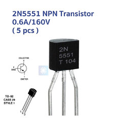 [ 5 ชิ้น ] ทรานซิสเตอร์ 2N5551 0.6A/160V NPN Transistor