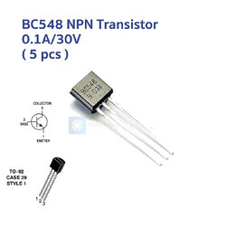 [ 5 ชิ้น ] ทรานซิสเตอร์ BC548 0.1A/30V NPN Transistor