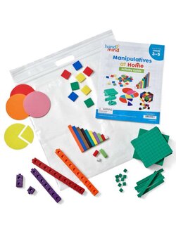 ชุดฝึกคณิตศาสตร์ เศษส่วนวงกลม บล็อกตัวเลขฐานสิบ และลูกบาศก์ฝึกคิดเลข อุปกรณ์การเรียนรู้ที่บ้านครบชุด ประถมศึกษา MANIPULATIVES AT HOME KIT, GRADES 3-5