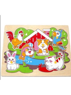 ภาพตัดต่อ สัตว์เลี้ยง กระดานหมุดสัตว์เลี้ยง , ของเล่นไม้, ของเล่นเสริมพัฒนาการ, ของเล่นเด็กอนุบาล, สื่อการสอนเด็กอนุบาล