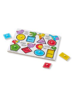 พัซเซิลรูปร่างปริศนา ส่งเสริมพัฒนาการทางความคิด มือ และสมอง Shapes Peg Puzzle Melissa&Doug, ของเล่นเสริมพัฒนาการ,ของเล่น