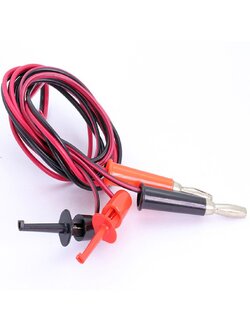 1M Banana Male Plug to Dual Hook Clip Test Probe Cable Leads 100CM Red/Black for Multimeter