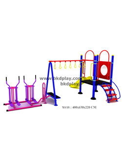ชุดหอสไลด์80 +ห่วงโหน +ก้าวเดินบัดดี้ เครื่องเล่นสนามกลางแจ้ง เหล็ก ของเล่น สั่งผลิต 10-20 วัน