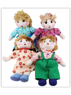 ตุ๊กตา พ่อ แม่ ลูกชาย ลูกสาว ขนาด 12 นิ้ว (ชุดละ 4 ตัว) ของเล่นเสริมพัฒนาการ ,ของเล่นเสริมทักษะ,ของเล่นเด็ก, สื่อการสอนอนุบาล