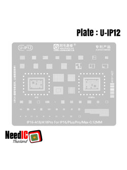แผ่นเพลท : U-IP12 สำหรับ iPhone 16/Pro/Max/Plus-A18/A18 Pro