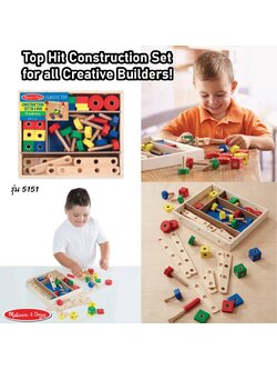 ชุดช่างไม้อัจฉริยะ ส่งเสริมความคิดริเริ่มสร้างสรรค์ การสร้าง การทำโปรเจค Construction Set in a Box Melissa&Doug, ของเล่นเสริมพัฒนาการ, ของเล่น