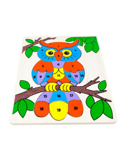 ภาพตัดต่อนกฮูกนับเลข , ของเล่นไม้, ของเล่นเสริมพัฒนาการ, ของเล่นเด็กอนุบาล