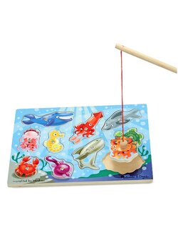 ชุดพัซเซิลไม้ ตกปลา แม่เหล็ก รุ่นลายรถลาก ฝึกทักษะการบังคับมือและสมอง Fishing Magnetic Puzzle Game Melissa&Doug, ของเล่นเสริมพัฒนาการ, ของเล่น