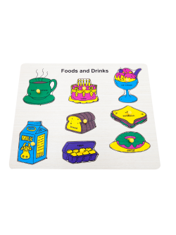 ภาพตัดต่อ อาหาร-เครื่องดื่ม กระดานหมุดอาหาร, ของเล่นไม้, ของเล่นเสริมพัฒนาการ, ของเล่นเด็กอนุบาล, สื่อการสอนเด็กอนุบาล