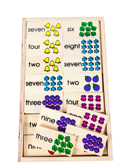 โดมิโนคำอ่าน One-Ten , ของเล่นไม้, ของเล่นเสริมพัฒนาการ, ของเล่นเด็กอนุบาล, สื่อการสอนเด็กอนุบาล