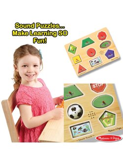 ของเล่นอเมริกา,พัซเซิลมีเสียง, รุ่นรูปร่าง, ส่งเสริมการเรียนรู้ทางสายตาและหูให้สอดคล้องกัน, (แทน 0728), Sound Puzzles Shapes,ของเล่นเสริมพัฒนาการ