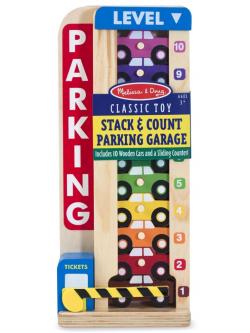 จอดรถบนตึก ส่งเสริมการเรียนรู้ตัวเลข การบังคับมือ รถไม้ทั้ง 10 คันเอามาเล่นข้างนอกได้ ส่งเสริมการเล่นอย่างมีจินตนาการ Stack and Count Parking Garage Melissa&Doug, ของเล่นเสริมพัฒนาการ, ของเล่น