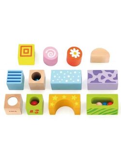 บล็อกไม้สร้างเสียงสดใส ชุดละ 12 ชิ้น ของเล่นไม้, ของเล่นเสริมพัฒนาการ, ของเล่นเด็กอนุบาล, สื่อการสอนเด็กอนุบาล พร้อมส่ง