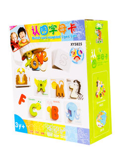 ของเล่น, ของเล่นเด็ก, จิ๊กซอว์, ตัวต่อ, เกมจับคู่ AB - ภาพคำศัพท์สัตว์, ของเล่นไม้, ของเล่นเสริมพัฒนาการ