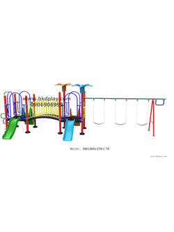 ชุดหอสะพานโค้งชิงช้ายางสไลด์ 70 เครื่องเล่นสนาม กลางแจ้ง เหล็ก, สไลเดอร์,ของเล่น สนามเด็กเล่นสั่งผลิต 10-20 วัน