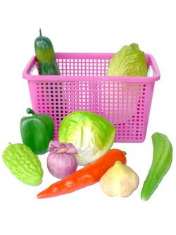 ตะกร้าผักจำลอง ผักปลอม ผักเสมือนจริง ผักพลาสติกอย่างดี ,ของเล่น, ของเล่นเสริมพัฒนาการ, ของเล่นเด็ก, สื่อการสอน