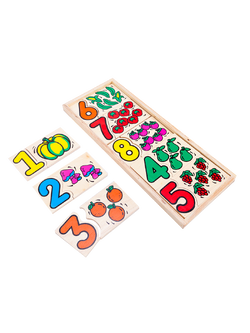 จับคู่ตัวเลข-ผลไม้ , ของเล่นไม้, ของเล่นเสริมพัฒนาการ, ของเล่นเด็กอนุบาล, สื่อการสอนเด็กอนุบาล