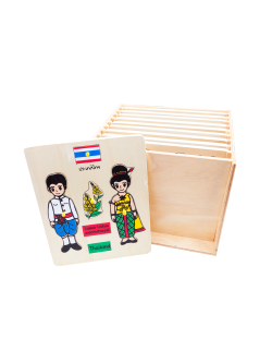 ภาพตัดต่อ สัญลักษณ์การแต่งกายอาเซียน (10 แผ่น) พร้อมตู้ , ของเล่นไม้, ของเล่นเสริมพัฒนาการ, ของเล่นเด็กอนุบาล, สื่อการสอนเด็กอนุบาล