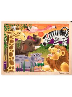 จิ๊กซอ 24 ชิ้น รุ่นป่าอาฟริกา ส่งเสริมให้รู้จักคิดและมีสมาธิ Wooden Jigsaw 24 pc Puzzle - Africa รุ่น Melissa&Doug, ของเล่นเสริมพัฒนาการ, ของเล่น