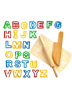 ชุดไม้นวด มีด เขียง พร้อมพิมพ์ A-Z 26 ตัว อุปกรณ์เล่นแป้งโดว์ ของเล่นเสริมพัฒนาการ ,ของเล่นเสริมทักษะ,ของเล่นเด็ก, สื่อการสอนอนุบาล