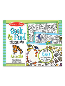 ของเล่นอเมริกา,สติกเกอร์, ฉากรูปต่างๆในสวนสัตว์และสติกเกอร์เพื่อจับคู่, รุ่นสัตว์, Seek & Find Sticker Pad- Animal,ของเล่นเสริมพัฒนาการ