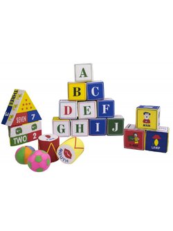 ชุดบล็อกนุ่มนิ่มภาษาอังกฤษ ลูกเต๋านุ่ม 18 ชิ้น , ภาษาอังกฤษ , บล็อกของเล่น , พร้อมส่ง