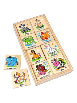 จับคู่ภาพสัตว์ 40ชิ้น ภาษาอังกฤษ, ของเล่นไม้, ของเล่นเสริมพัฒนาการ