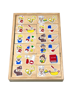 01128 ของเล่น, โดมิโนอาชีพ จับคู่อาชีพ เครื่องมือ, ของเล่นไม้, ของเล่นเสริมพัฒนาการ, ของเล่นเด็กอนุบาล, สื่อการสอนเด็กอนุบาล