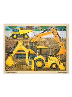 จิ๊กซอไม้ ชุด 24 ชิ้น รูปรถ ส่งเสริมให้รู้จักคิดและมีสมาธิ ช่วยส่งเสริมทักษะเพิ่มได้อย่างดี Construction Jigsaw (24pc) Melissa&Doug, ของเล่นเสริมพัฒนาการ, ของเล่น