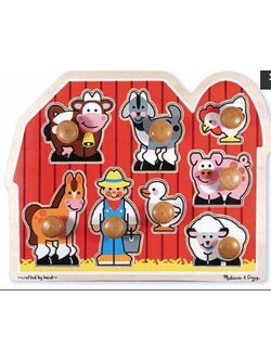 พัซเซิลแบบมีที่จับขนาดจัมโบ้ รุ่นฟาร์ม Large Farm Jumbo Knob รุ่น 3391 Melissa&Doug, ของเล่นเสริมพัฒนาการ, ของเล่น