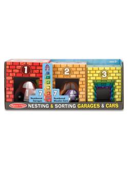 ชุดบล๊อคต่อที่จอดรถ พร้อมรถไม้ ฝึกทักษะพื้นฐานที่จำเป็นทั้งรูปร่าง สี การแยกแยะ ตัวเลข Nesting & Sorting Garages & Cars Melissa&Doug,ของเล่นเสริมพัฒนาการ,ของเล่น