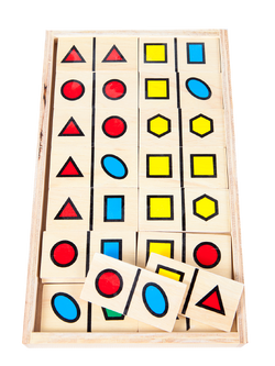 โดมิโน เรขาคณิต , ของเล่นไม้, ของเล่นเสริมพัฒนาการ, ของเล่นเด็กอนุบาล, สื่อการสอนเด็กอนุบาล