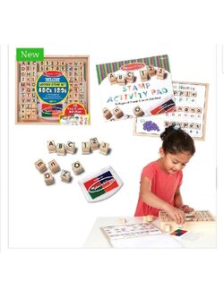 สแตมป์ตัวอักษร A-Z และตัวเลข ส่งเสริมการออกแบบ สร้างสรรค์งานศิลปะ Deluxe Wooden Stamp Set - ABCs 123s Melissa&Doug, ของเล่นเสริมพัฒนาการ, ของเล่น