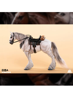 [พร้อมส่ง] Fish toys (D20 Studio) -- wasteland series basic horse ม้า --- แบบ A (มีขนพู่ขา) white model ขาว HY-012