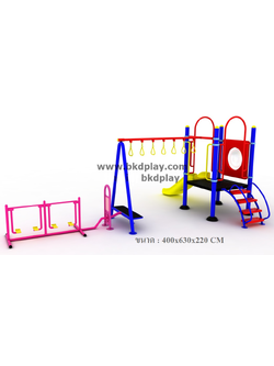 ชุดหอสไลด์80 +ห่วงโหน +เดินอากาศบัดดี้ เครื่องเล่นสนามกลางแจ้ง เครื่องเล่นสนามเหล็ก พร้อมเครื่องออกกำลังกายเด็ก สั่งผลิต 10-20 วัน