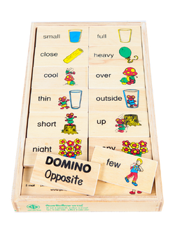 โดมิโนภาพกับคำอ่านภาษาอังกฤษชุดคำตรงกันข้าม , ของเล่นไม้, ของเล่นเสริมพัฒนาการ, ของเล่นเด็กอนุบาล, สื่อการสอนเด็กอนุบาล