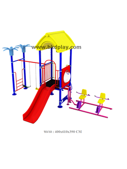 ชุดหอสไลด์80+ปั่นจักรยานบัดดี้+ชิงช้าผสม 2 ที่นั่ง เครื่องเล่นสนามกลางแจ้ง เหล็ก ของเล่น สั่งผลิต 10-20 วัน