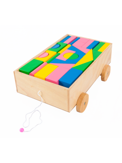 รถลากบล็อก บล็อคไม้ 105 ชิ้น (ทำสี) , ของเล่นไม้, ของเล่นเสริมพัฒนาการ, ของเล่นเด็กอนุบาล, สื่อการสอนเด็กอนุบาล