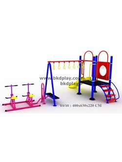 ชุดหอสไลด์80 +ห่วงโหน +ม้าโยกบัดดี้ เครื่องเล่นสนามกลางแจ้ง เครื่องเล่นสนามเหล็ก พร้อมเครื่องออกกำลังกายเด็ก สั่งทำ 15-20 วัน