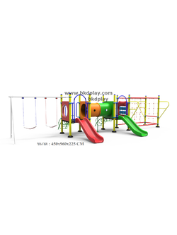 ชุดหอสไลด์80 +ปีนป่ายเชือก + ชิงช้า 2ที่นั่ง เครื่องเล่นสนาม กลางแจ้ง เหล็ก, สไลเดอร์,ของเล่น สั่งผลิต 10-20 วัน