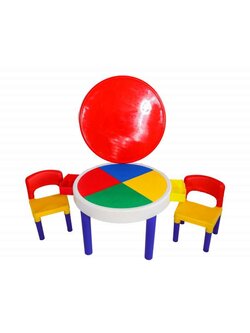 โต๊ะเลโก้ ต่อlego โต๊ะเล่นบล็อกตัวต่อสีสัน พร้อมเก้าอี้ 2 ตัว สำหรับเด็ก อนุบาล โรงเรียน เนอสเซอรี่ ศูนย์พัฒนาเด็กเล็ก