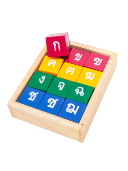 ก้อนบล็อก กข, ของเล่นไม้, ของเล่นเสริมพัฒนาการ, ของเล่นเด็กอนุบาล, สื่อการสอนเด็กอนุบาล