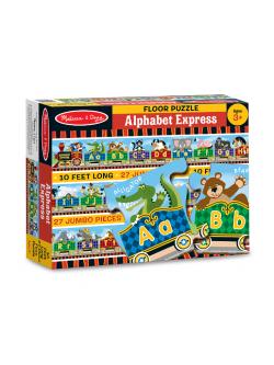 พัซเซิลรถไฟ Alphabetและมีรูปสัตว์ ส่งเสริมการเรียนรู้ การคิดแก้ปัญหา และ การมีสมาธิ Alphabet Express Floor Puzzle (27 Pcs) Melissa&Doug, ของเล่นเสริมพัฒนาการ, ของเล่น