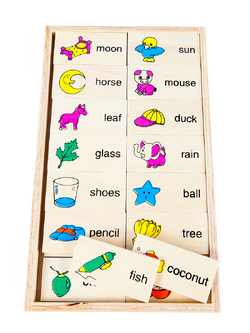 โดมิโนภาพกับคำอ่านภาษาอังกฤษชุดคำศัพท์ทั่วไป , ของเล่นไม้, ของเล่นเสริมพัฒนาการ, ของเล่นเด็กอนุบาล, สื่อการสอนเด็กอนุบาล