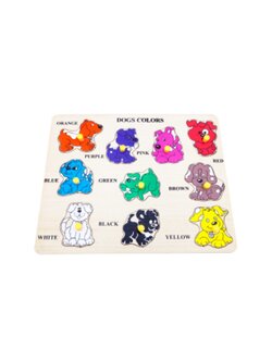 ภาพตัดต่อ สุนัขสอนสี 10 ชิ้น กระดานหมุดสุนัขสอนสี