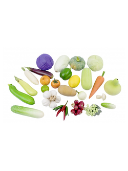 ผักจำลอง 25 ชนิด , ของเล่นเสริมพัฒนาการ, ของเล่นเด็กอนุบาล, สื่อการสอนเด็กอนุบาล วัสดุและสี ปลอดภัยต่อเด็ก มีมาตรฐาน มอก. ตามที่ สพฐ. กำหนด