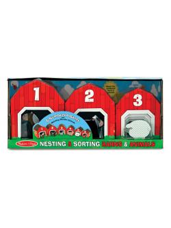 ชุดบล๊อกต่อรูปสัตว์ ตัวเลข 6 อัน พร้อมสัตว์ 6 ตัว ส่งเสริมการเรียนรู้ตัวเลข สัตว์ การบังคับมือ การต่อ การวางแผน Nesting & Sorting Barns & Animals Melissa&Doug,ของเล่นเสริมพัฒนาการ,ของเล่น