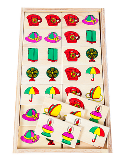 โดมิโน จับคู่ของใช้ สิ่งของ , ของเล่นไม้, ของเล่นเสริมพัฒนาการ, ของเล่นเด็กอนุบาล, สื่อการสอน