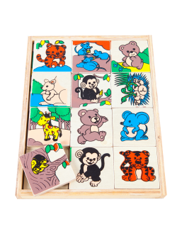 เกมจับคู่สัญลักษณ์แม่-ลูก ชุดสัตว์ป่า , ของเล่นไม้, ของเล่นเสริมพัฒนาการ, ของเล่นเด็กอนุบาล, สื่อการสอนเด็กอนุบาล วัสดุและสี ปลอดภัยต่อเด็ก มีมาตรฐาน มอก. ตามที่ สพฐ. กำหนด